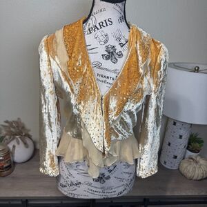 Vintage Bebe Crushed Velvet Silk Blend Bolero Style Jacket Sz 4 Y2k Fairy Whimsy